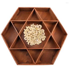 Plates trä eid bakverk tray hexagon snacks displayhållare tung dekorativ mångsidig servering till efterrätt