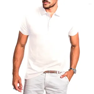 Men's T Shirts 2023 European And American Foreign Trade Casual Wear Summer Elastic Multi Color Large Sleeve POLO Shirt Slim Fit T-shirt