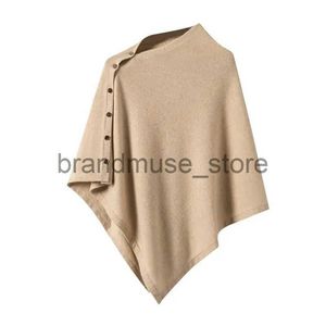 Women's Wool Blends Warm Knitted Plain Color Scarf Thick Single Breasted Wool Shawl Wrap Women Cape Open Side Woven Cardigan Poncho Stole T285 J231219