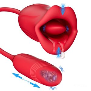 Vibratori Spinta Succhiare Vibratore Lingua femminile Leccare Punto G telescopico Dildo Pompino Capezzolo Stimolazione del clitoride Uovo Giocattolo del sesso per le donne 231219