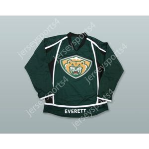 Custom Everett Sierertips Green Hockey Jersey New Ed S-M-L-XL-XXL-3XL-4XL-5XL-6XL