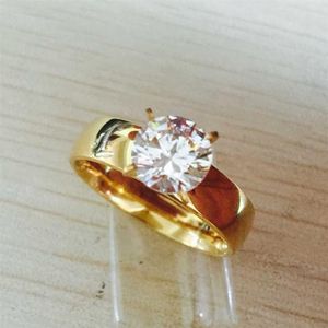 Stor Zircon Cz Diamond 18K Gold Plated 316L rostfritt stål bröllopsfingerringar män kvinnor smycken hela lots2869