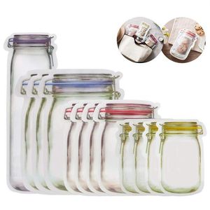 320pcs Portable Mason Jar Zipper Bags Reusable Snack Saver Leak proof Food Sandwich Storage Good For Travel2940