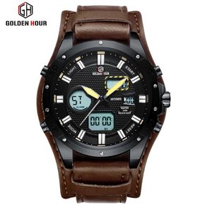 CWP Top Brand Goldenhour Sport Leather Men Watch Relogio Hombre Automatic Waterproof Quartz Male Clock Army Military Write Watches240s