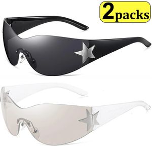 Fashion Sunglasses Frames YK2 Set Punk Hollow Star Rimless Sun Glasses Eyewear Googles UV400 Couple Lover Gift Eyeglasses 231219