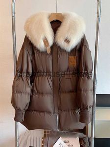 Mulheres para baixo parkas novas mulheres longo ganso para baixo casacos puffer jaquetas natural real gola de pele de raposa grosso casaco de inverno quente feminino outwear j231219