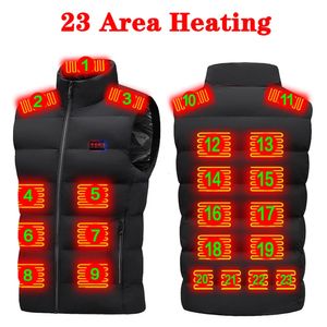 Herrvästar unisex varm uppvärmd väst lättvikt elektrisk uppvärmning gilet 23 zon USB -laddning för utomhus camping vandring 231218