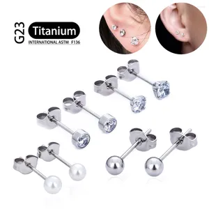 Stud Earrings 1Pair Titanium G23 16G Earring Tragus Cartilage 3MM 4MM 5MM Zircon Internally Threaded Piercing Jewelry For Women