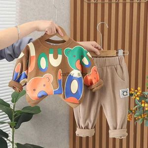 Pullover New Spring Autumn Kids Cloths Baby Caps Cotton Sports Sweater Sweater Sweater Stirt stirts Children Boys Kids Suit Disual 0-5 yearsl231215