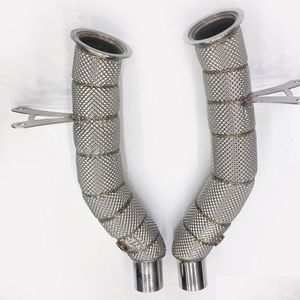 Sistema Cat-Back Downpipe di scarico per auto Acciaio inossidabile a tre vie Catalitico di calore Insation per Ferrari 458 Italia 11-16 Testa del tubo Parte Dro Otkqv