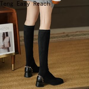 Boots Autumn Winter Women's High Boots Casual Knee High Boots Women Long Riding Boots Low Heels Fetish Boot Women Shoes Chaussures 231219