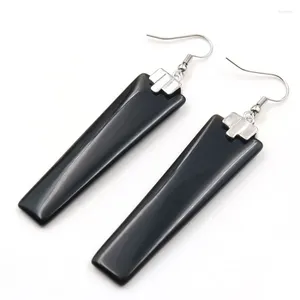 Dangle Earrings Natural Black Obsidian For Women Girl Geometric Rectangle Gemstone & Drop Earring Healing Chakra Jewelry