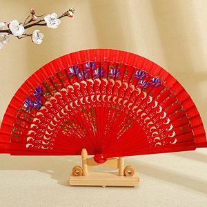 Decorative Figurines Folding Fan Wood Spanish For Dancing Printing Hand Home Decoration Ornaments Craft Gifts Guest