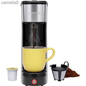 Kaffebryggare Chefman Single Serve Coffee Maker K-Cup Ground Compatible Single Cup 6-14 Oz Portable Drip Coffee Machine med Filter Blackl231219