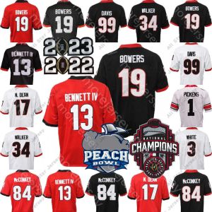 CUSTOM Jerseys 2023 Playoff Peach Bowl Herschel Walker Football Jersey NCAA College Stetson Bennett IV Milton Kenny Mcintosh Edward