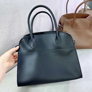 2023 New Genuine Leather The Row Large Capacity Commuter Cowhide Handbag Fashion One Shoulder Crossbody Women's Bag 231218
