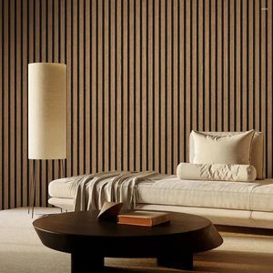 Wallpapers Wallpapers Vintage Faux Wood Panel 3D Wallpaper Pvc Waterproof Stripe Wall Paper Roll For Living Room Shop Clothing Store Walls De