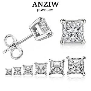 Dangle Chandelier ANZIW Square 925 Srebrne kolczyki dla kobiet mężczyzn Cyrronia Diamentowy kolczyka Weddna zaręczyny