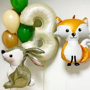 Decorazione per feste 9 pezzi Numero crema Palloncini foil animali Decorazioni di compleanno Bambini Ragazzo Ragazza 1 2 3 4 5 6 7 8 9 anni Forniture per safari 1°