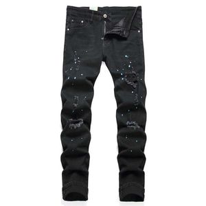 Jeans da uomo Fashion Street Style Jeans skinny strappati Uomo Lavaggio vintage Pantaloni in denim tinta unita Pantaloni casual in denim slim fit a matita vendita caldaL2312