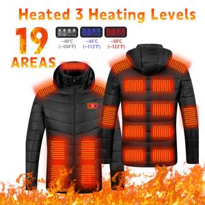 Men's Vests 19 Areas Heated Jacket Unisex Smart Heating Coat Electric Zones 3 Levels for Outdoor Camping 231218