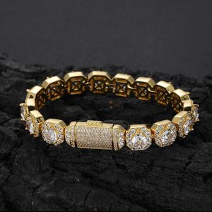 Love rock sugar chain iced Out hip hop bracelets bangle Baguette CZ 16k Gold plated bracelet Bling bling 5A T Cubic Zirconia Luxury Lover Hiphop ins Jewelry