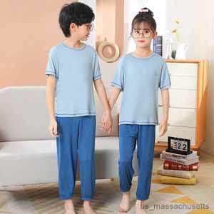 Pajamas Teenage Girls Pajamas New Summer Short Sleeve Children's Clothing Boys Sleepwear Modal Pyjamas Sets For Kids 8 9 10 12 16 Years