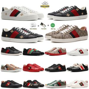 Bee Ace Casual Shoes Bees Luxury Gold White Green Red Stripe Italy Tiger broderade Walking Sports Sneakers vandring