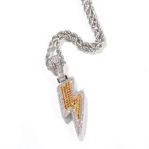 Hop Lighing Pendant Diamonds Naszyjnik szeroki Gra Moissanite Diamond Gold Gold Sterling Sier Cuban Link Łańcuch dla mężczyzn Naszyjnik Hip Hop