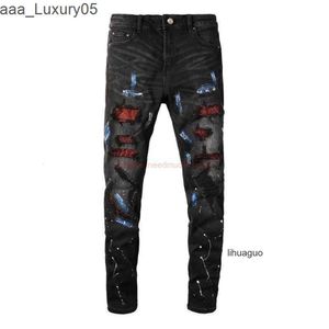 Red amari Denim amirl Black amirlies 8616 am es amis Модные брюки imiri amiiri AM Diond Дизайнерская перфорированная одежда Мужские джинсы es Джинсы Speckle Ink Stretch Sli IXWD