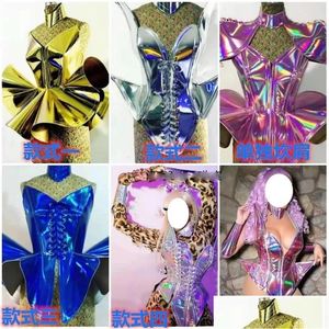 Parti Dekorasyon Parti Dekorasyonu Xmas Fütüristik Teknoloji Sense Gece Kulübü Sahne Dans Kostümü DJ Gogo Giyim Kadın Şarkıcılar Sier DH2QR