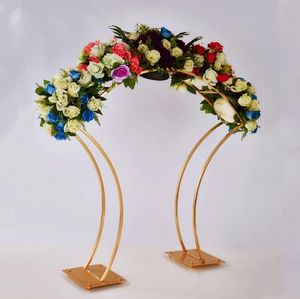 New Wedding Gold-plated Geometric Flower Stand Centerpiece Rack Arch Stand Road Lead for Event Wedding Decoration