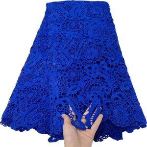 Tyg och sömnad Royal Blue African Lace Fabric High Quality Nigeria French Embroidery Guipure Net Lace Material 5 meter för bröllopsklänningar 231218