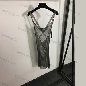 Gorąca sukienka diamentowa dla kobiet pusta spódnica z siatki seksowna otwarta zbiornikowa top z czołgu
