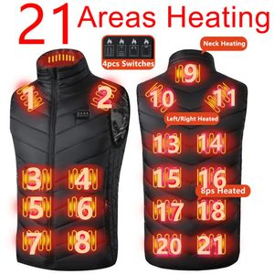 Men's Vests 21 Areas Heated Vest Men Jacket Winter Womens Electric Usb Heater Tactical Man Thermal Body Warmer Coat 6XL 231218