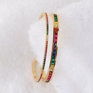 Bangle Double Layer Cuff Bangle Pulseira Cor de Ouro Cobre Multi Color Rainbow Bangles para Mulheres Meninas Moda Jóias 231218