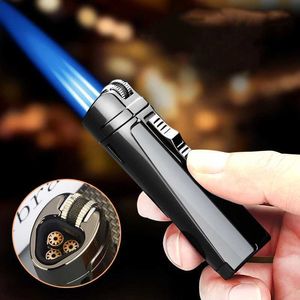 2024 New Butane No Gas Grinding Wheel Three Torch Metal Turbo Windproof Lighter Refillable Cigar Gift For Men