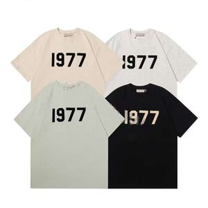 23SS Designer Essentail Tide T Shirts Chest Letter Laminerad tryck Kort ärm High Street Löst överdimensionerad casual T-shirt 100% Pure Cotton Tops Ess Essen Hoody Tshirt