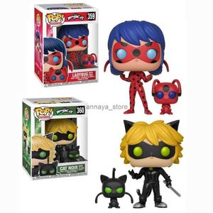 Figuras de brinquedo de ação Nova chegada Funko POP joaninha com Tikki #359 Cat Noir com Plagg #360 Vinil Action Figure Coleção Modelo Toy GiftL231216