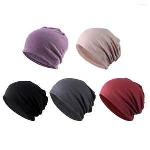 Baskar bomulls slouchy beanie hatt skalle cap kemo huvudbonad turban för kvinnliga män - mode solid sovande289h