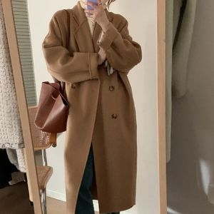 Женское полушерстяное пальто 2023, утолщенное женское пальто осень-зима 231218