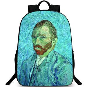 Vincent Willem Van Gogh Backpack Self Portre Daypack Daypack Büyük Boya Okulu Çanta Sanatçı Paket Paket Baskı Sıralama
