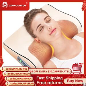 Massaging Neck Pillowws Jinkairui Infrared Heating Neck Shoulder Back Body Electric Massage Pillow Shiatsu Device Cervical Health Massageador Relaxation 231218