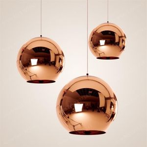 Glass Globe Ball Pendant Light Copper Silver Guldbelysning Rund tak hängande lampa Globe Lampshade Pendant Lamp325U