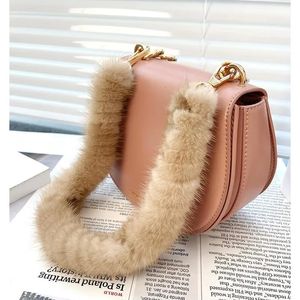 Çanta Parçaları Aksesuarları Lüks Orijinal Mink Kürk Yedek Strap Çanta Kürklü Omuz Kayışları Kadınlar İçin Kış Kemerler Kış R67 231219