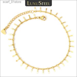 Tornozeleiras Luxusteel Tornozeleiras de Aço Inoxidável Pulseiras para Mulheres Tassel Starfish Charme Corrente de Link de Cor de Ouro na Perna Moda Pé JóiasL231219