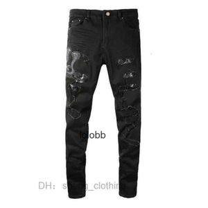 Street amari Denim amirl Worn amirlies es am Brand amis Джинсы imiri Брюки amiiri High amri Модные джинсы Мужская дизайнерская одежда в стиле змеи с сломанными дырками Nostalgi 4DK4