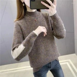 Maglioni da donna Moda Autunno/Inverno Edizione coreana Tessuto di alta qualità Mezzo collo Maglione sottile versatile stile occidentale allentato