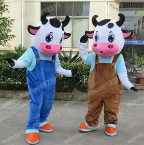 2024 Performance Dairy Cow Mascot Costumes Cartoon Carnival Hallowen Performance Adult Size Fancy Games Outfit utomhus reklamdräkt