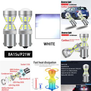 Nya dekorativa lampor 2st CanBus LED Reverse Light P21W BA15S för VW Passat B5 B5.5 B6 Polo 6N 6R 6C 9N MK3 MK4 MK5 3 4 5 Touran Caddy MK2 2 Multivan